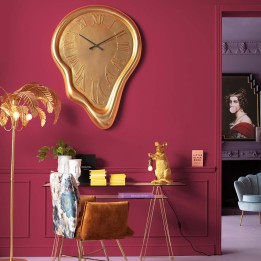 Gold wall clock XL melted - Big Drop - Kare Design