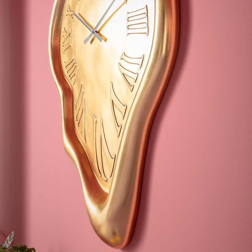 Horloge murale dorée XL fondue - Big Drop - Kare Design