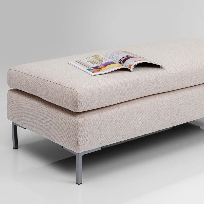 Pouf repose-pieds en tissu crème - Gianni - Kare Design