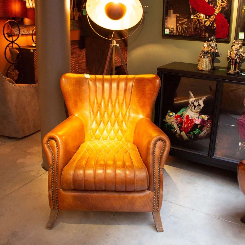 Fauteuil vintage en cuir marron - Country Side - Kare Design