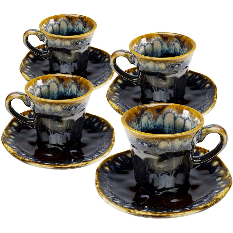 Blue stoneware coffee cups and bowls - Lio - Kare Design