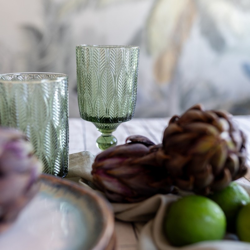 Green glass wine glasses - Fogli - Kare Design