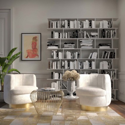 Bijzettafel Beam Wit Marmer Messing Ø32cm Kare Design