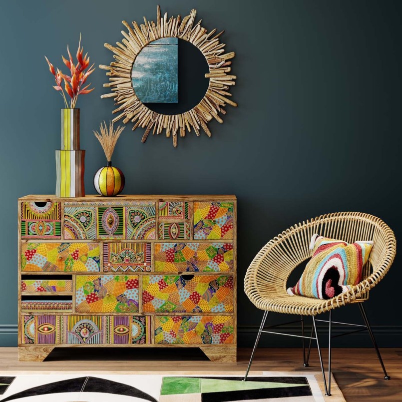 Coloured ethnic chest of drawers - Paradise - Kare Design