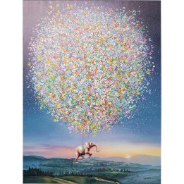 Peinture éléphant et fleurs la nuit - Touched - Kare Design
