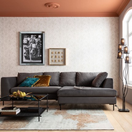 Corner Sofa Black Gianna Velvet Grey Right Kare Design