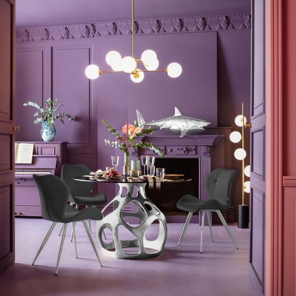 Table Volcano 120cm argentée Kare Design