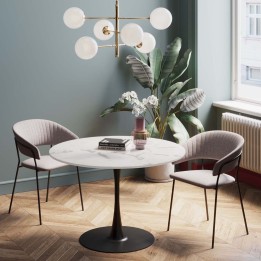 Tafel met wit marmereffect en zwart onderstel - Schickeria - Kare Design