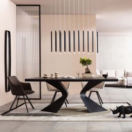 Table contemporaine noire en marbre minéral - Gloria - Kare Design