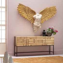 Wanddecoratie mannenbuste met gouden vleugels - Kare Design