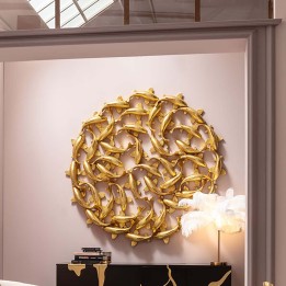 Déco murale XL cercle de carpes koï dorées - Kare Design