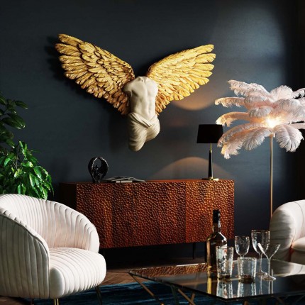 Wanddecoratie man buste gouden vleugels 124x71cm Kare Design
