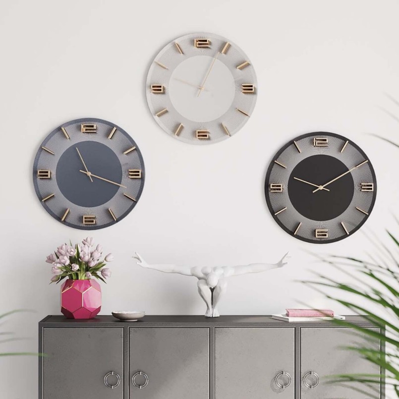 Horloge murale rétro blanche et dorée - Leonardo - Kare Design