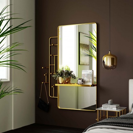 Wall Coat Rack Tristan Mirror 150x76cm gold Kare Design