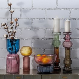 Purple and grey glass candleholder - Marvelous Duo - Kare Design