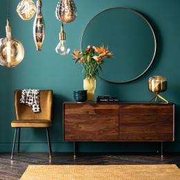 Miroir rond en laiton 100cm : grand miroir de style moderne couleur or