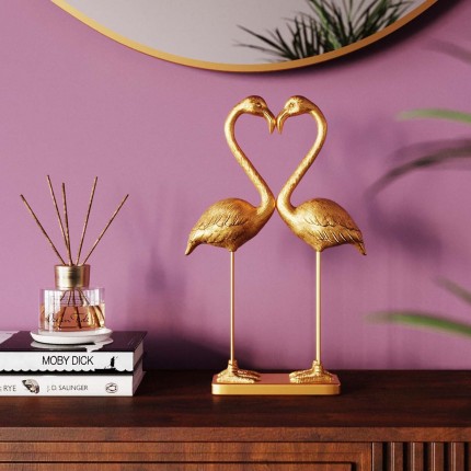 Deco Flamingo Love Gold 39cm Kare Design