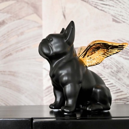 Deco Sitting Angel Dog Gold-Black Kare Design