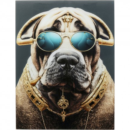 Glass Picture dog sunglasses 60x80cm Kare Design