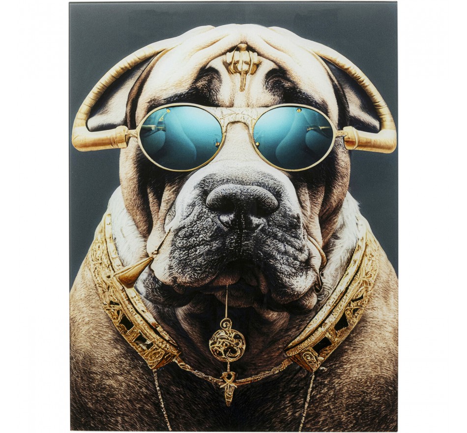 Glass Picture dog sunglasses 60x80cm Kare Design