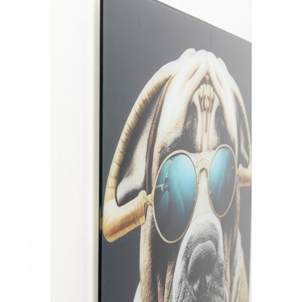 Wandfoto zonnebril hond 60x80cm Kare Design