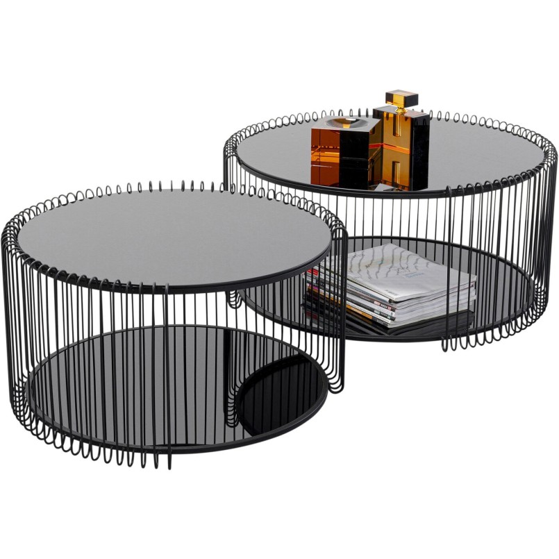 Table basse Wire Double noir (2/Set)