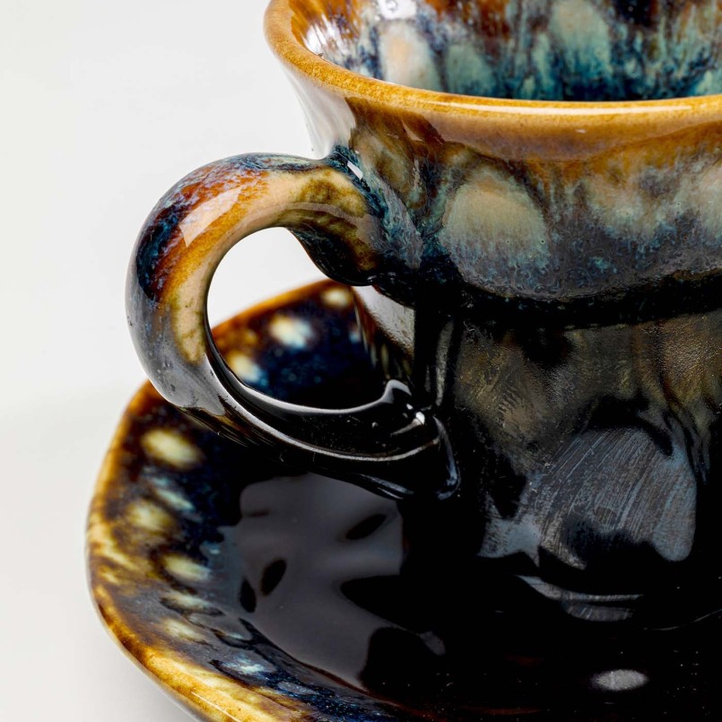 Tasses à café et coupelles en grès bleu - Lio - Kare Design
