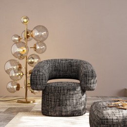 Zwart-witte stoffen draaifauteuil - Maye Bow - Kare Design