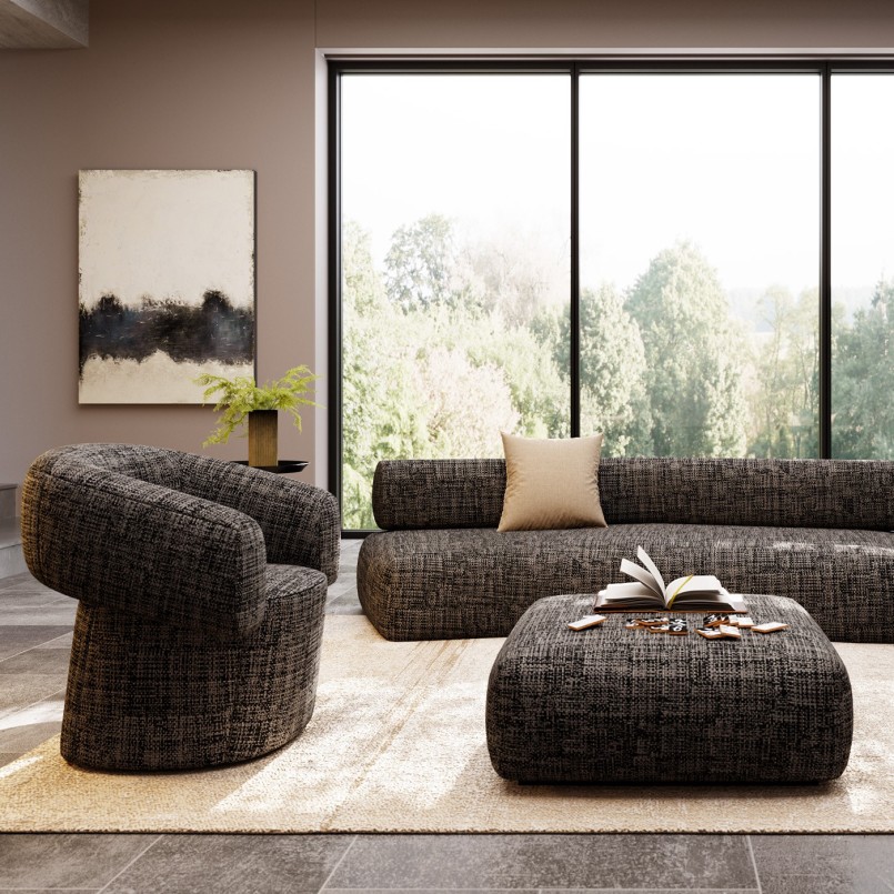 Fauteuil pivotant en tissu noir et blanc - Maye Bow - Kare Design