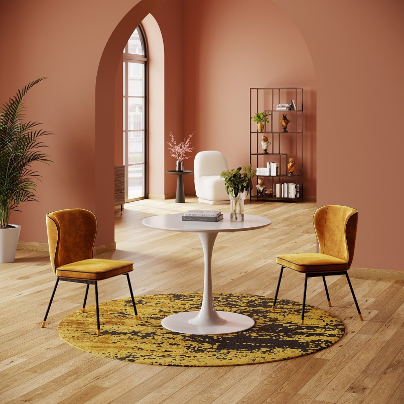 Chaise rétro velours jaune - Irina - Kare Design