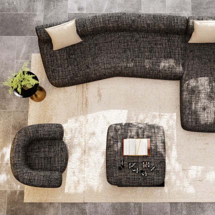 Corner Sofa Right Bow black and white Kare Design