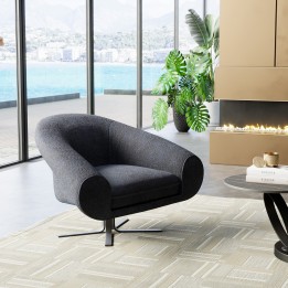 Donkerblauwe fluwelen draaifauteuil - Ciao - Kare Design