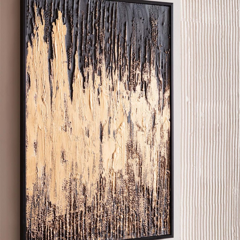 Peinture à l'huile abstraite noire et dorée - Kare Design