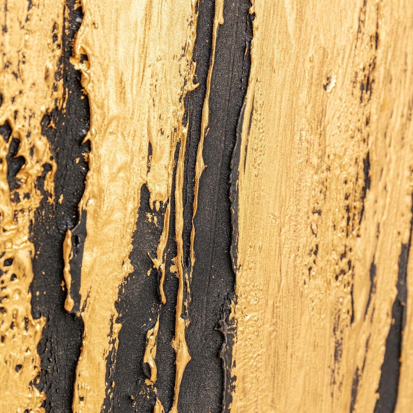 Peinture à l'huile abstraite noire et dorée - Kare Design