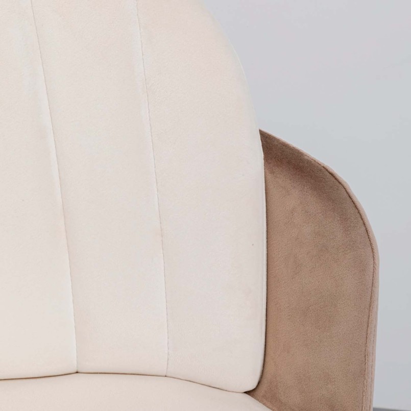 Tabouret de bar en velours beige et taupe - Hojas - Kare Design