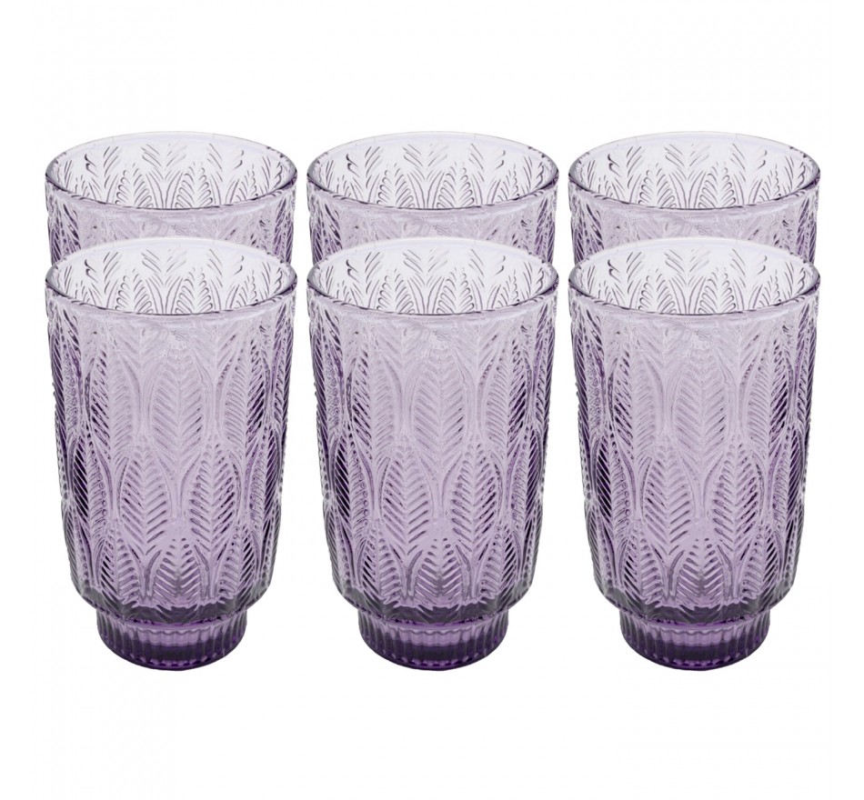 Water glass Fogli purple (6/set) Kare Design