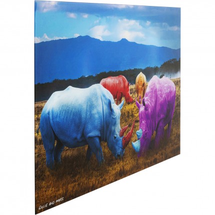 Glass Picture multicolored rhinoceros 120x80cm Kare Design