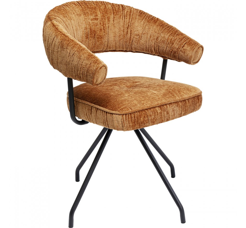 Chaise avec accoudoirs pivotante Arabella orange Kare Design