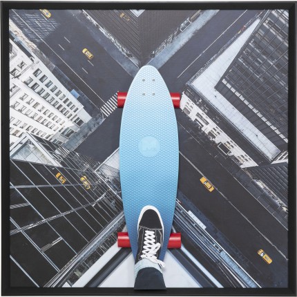 Framed Picture 3D Skyline Skater 149x149cm Kare Design