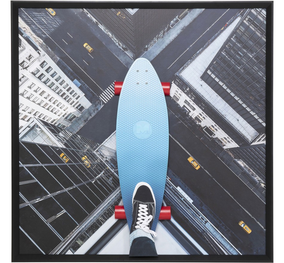 Schilderij 3D Skyline Skater 149x149cm Kare Design
