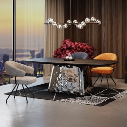 Table en frêne noir et acier chromé - Caldera - Kare Design