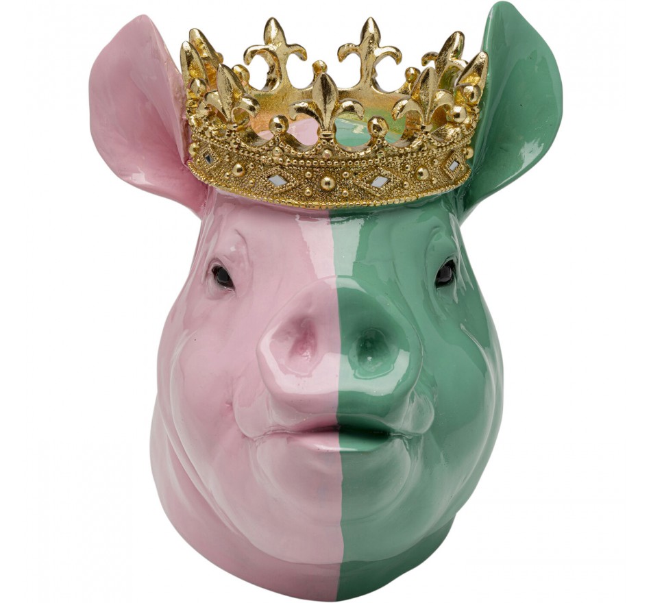 Deco pig king pink and green Kare Design