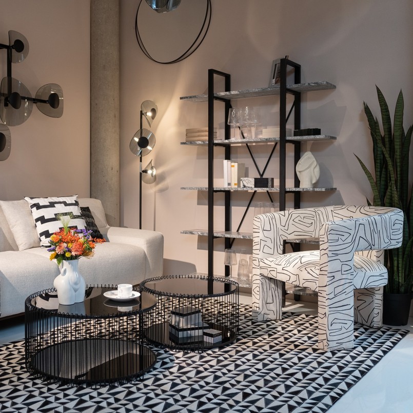 Tables basses noires en verre et acier - Wire Double - Kare Design
