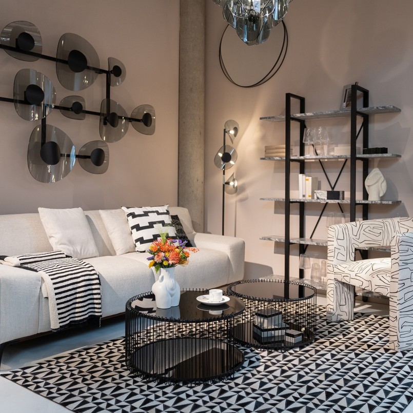 Tables basses noires en verre et acier - Wire Double - Kare Design