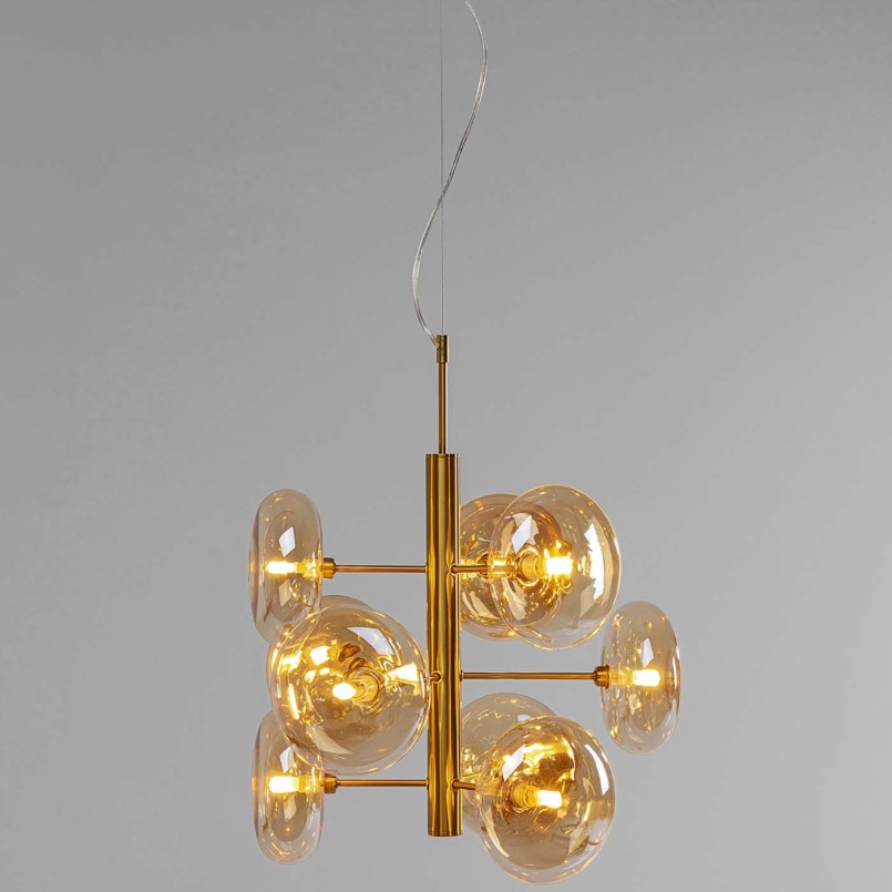 Retro gouden ophanging van staal en glas - Koplamp - Kare Design