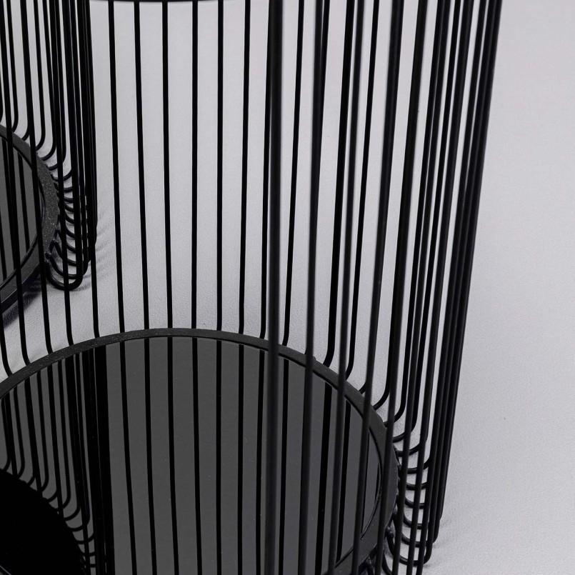 Bijzettafel van zwart glas en staal - Wire Double - Kare Design