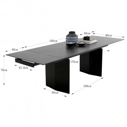Extension Table Novel 180x90cm black Kare Design