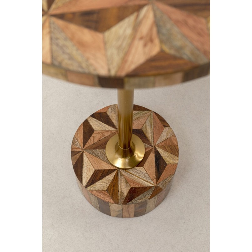 Table d'appoint ronde marron et dorée - Domero Geo - Kare Design