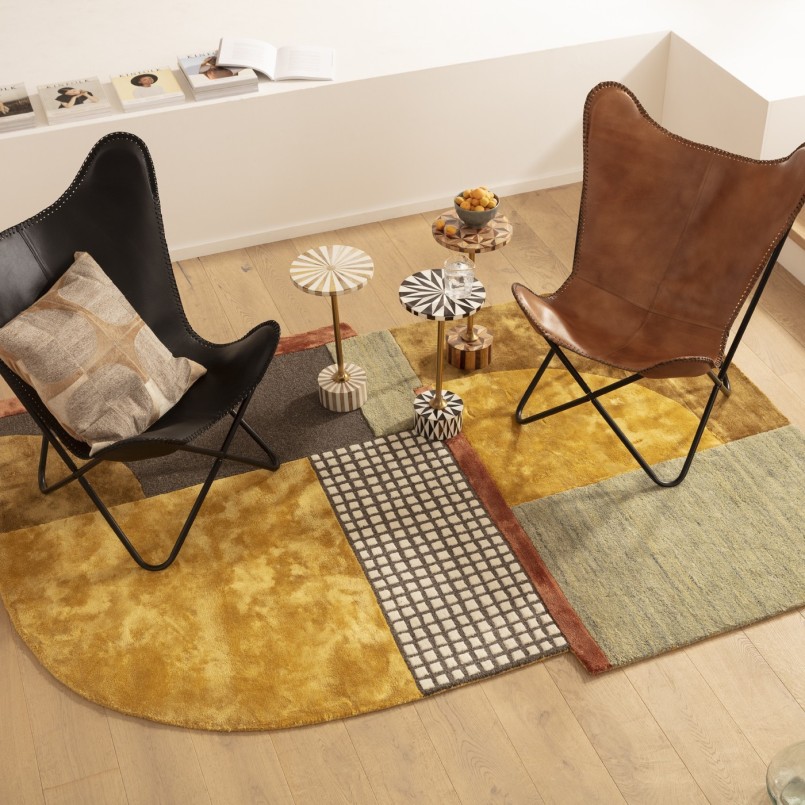 Table d'appoint ronde marron et dorée - Domero Geo - Kare Design