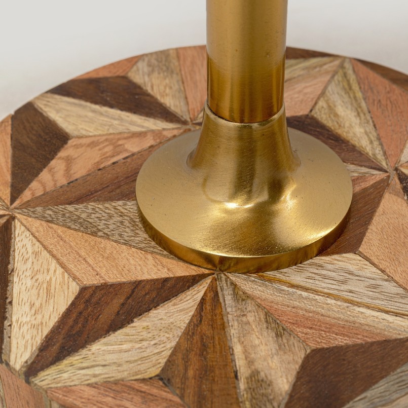 Table d'appoint ronde marron et dorée - Domero Geo - Kare Design